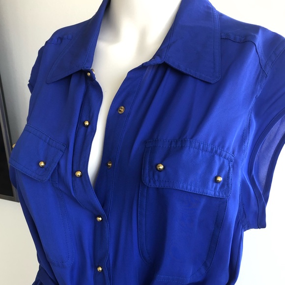 Long Silk Purple/Blue Dress with Snap Buttons - Picture 2 of 8